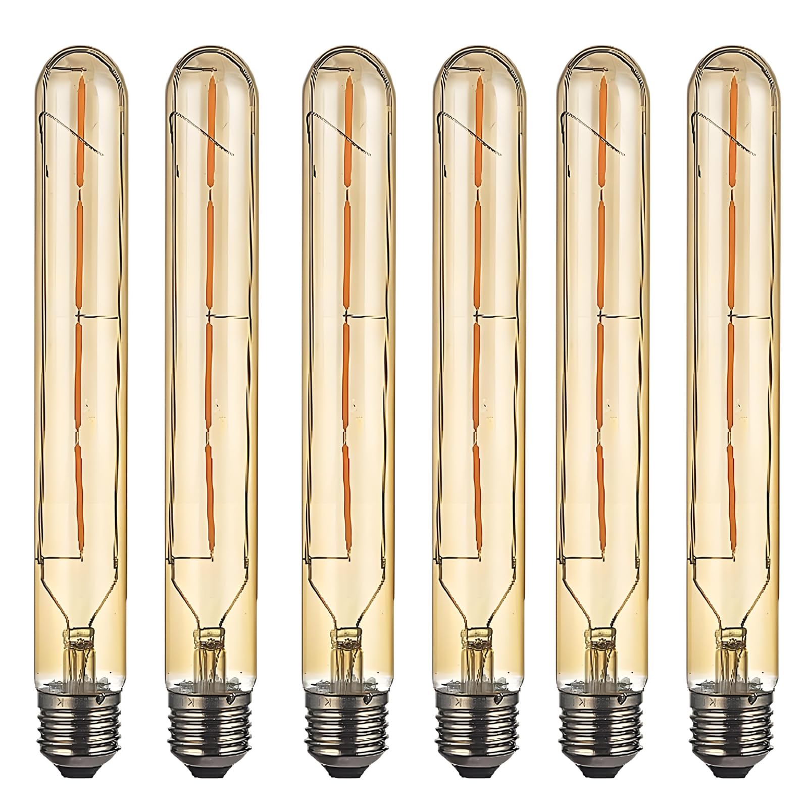 HUAMu 6 Pack Long Tube LED Bulb Edison Retro Vintage Decorative Light Bulbs E27 4W(Replace 40W Screw Halogen Bulb) T30 E27 Filament LED Bulbs Warm White 2700K AC 220-240V (225mm)