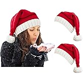 OCTEEN Santa Hat Christmas Hats Xmas Party Red Knitted Beanie For Adult Women Men