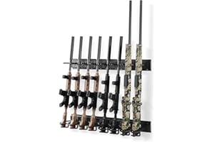 VEVOR Indoor Gun Rack, Heavy Duty Steel, Wall Mount Rifle and Shotgun Rack, 8 Slots for Long Guns, Gun Display Rifle Storage 