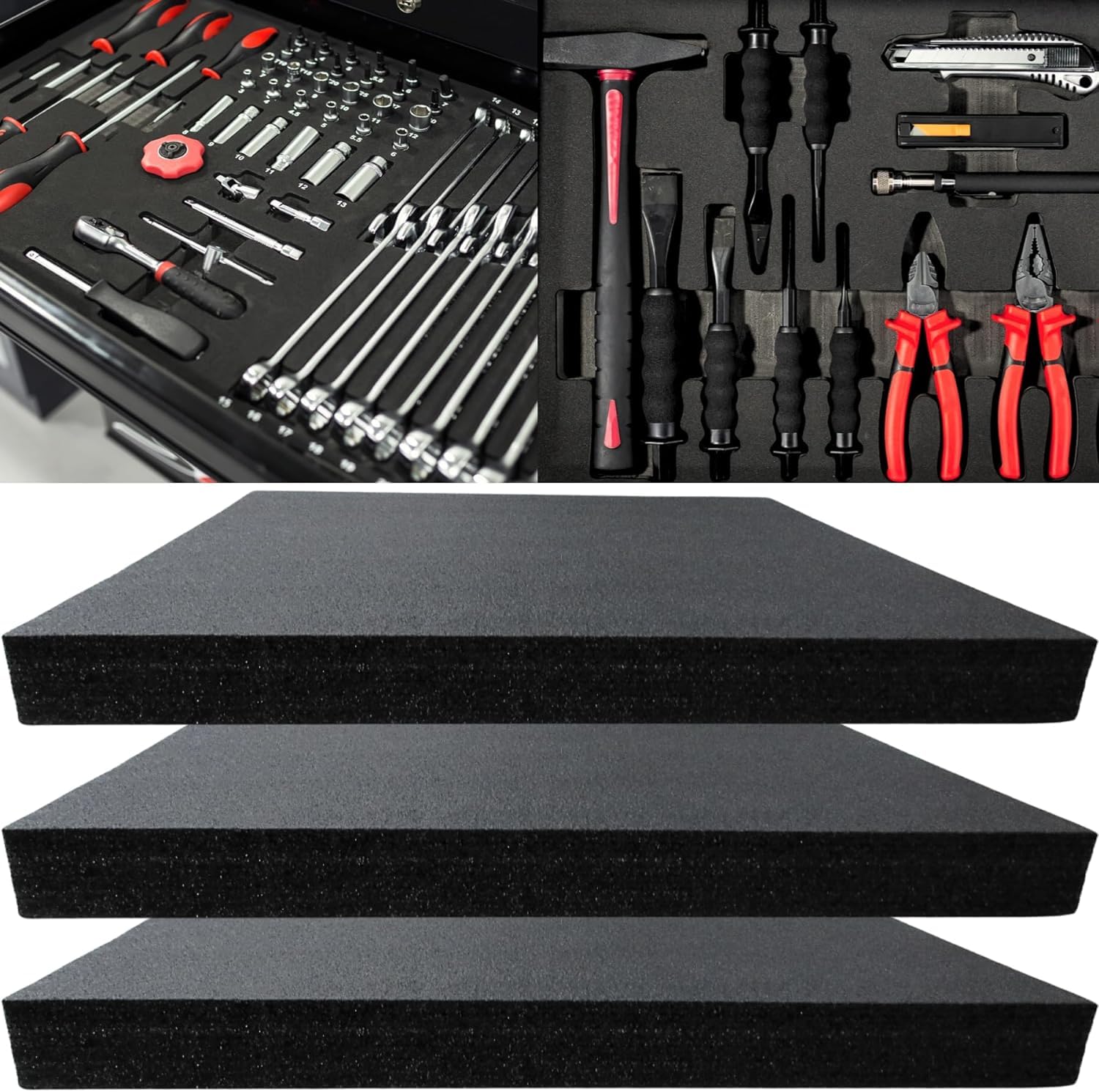 ONREVA Tool Box Foam 3Pack 22x18x2 inch, Foam