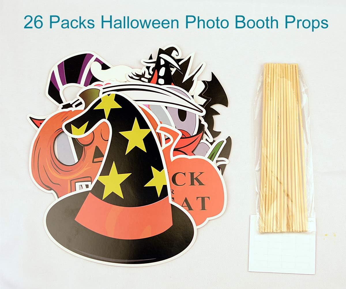 Halloween Photo Booth Props 26pcs for Trick or Treat Party: Toys & Games