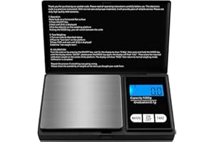 Qicyfeus Digital Small Scale 1000g/0.1g Accuracy Gram and Ounces Scale for Jewelry, Powder, Coin, Food Kitchen Pocket Scale with Tare, Backlight Display, Auto Shutoff