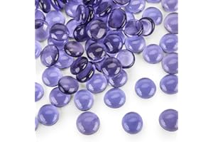 FUTUREPLUSX 1LB Purple Flat Glass Marbles, Purple Vase Filler, Glass Pebbles, Aquarium Rocks Fish Tank Beads for DIY Crafts Table Scatter Decor