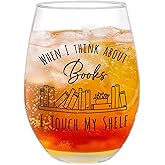 Puuonnnnno When I Think About Books I Touch My Shelf, Funny Stemless Wine Glass Book Lover Gifts for Women, Gag Bookish Gifts for, Friends, Sister,Reader,Book Themed Gift for Birthday,Christmas -10