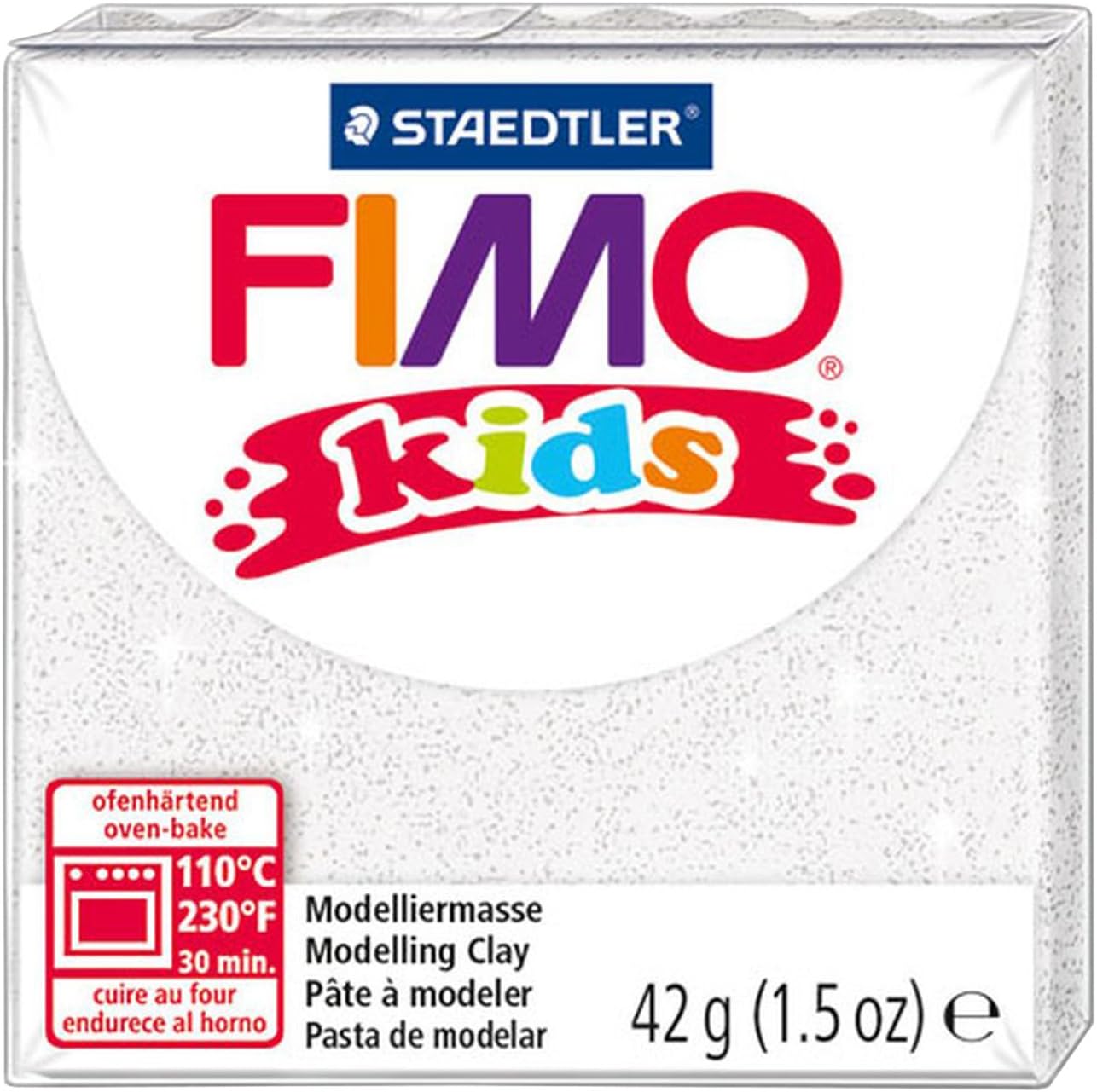 Fimo Kids Modelling Clay, Glitter White, 42 g