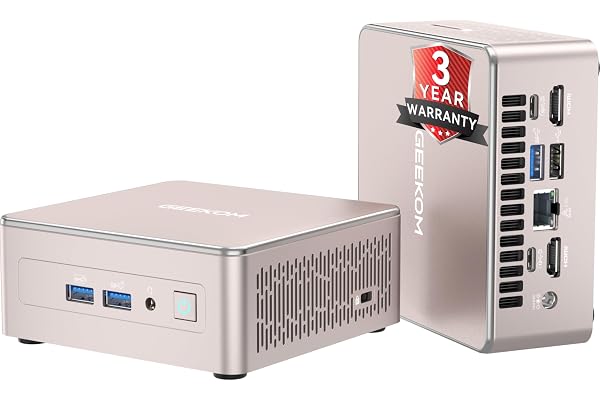GEEKOM A5 Mini PC Business, AMD Ryzen 7430U, 16GB RAM(64GB Max), 512GB SSD | Ultra Quiet/Low Power Business Desktop, 8K Quad Display Idea Video Editing Trading/Home Server/Light Gaming