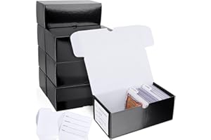Leyzan Trading Card Storage Box, 8-Pack • 400 Count Corrugated Cardboard Storage Box with dividers & labels for TCG/Magic/Mtg Organizer and Collection, Glossy Black
