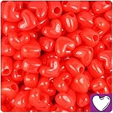BeadTin Bright Red Opaque 12mm Heart Pony Beads (250pcs)