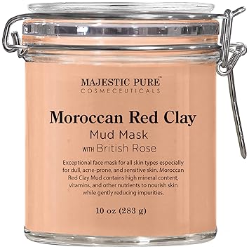 Download Amazon Com Majestic Pure Moroccan Red Clay Facial Mud Mask With British Rose Natural Skin Care Mask For Pore Cleansing And Dull Sensitive Skin Fights Acne And Blackheads 10 Oz Beauty Yellowimages Mockups