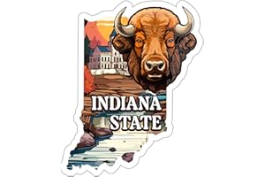 No Thorns Media Indiana State Sticker Travel Weatherproof Souvenir Decal Vinyl Small Waterproof for Water Bottle Mug Passport Notebook Laptop Computer Phone Car Stickers Size 4″×4″