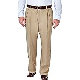 Haggar Mens Cool 18 Classic Fit Flat Front and Pleat Front Hidden Expandable Waistband Pant (Big & Tall Sizes)