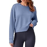 PINSPARK Soft Crewneck Cropped Sweatshirt for Women Long Sleeve Relaxed Lightweight Basic Crop Tops 2025