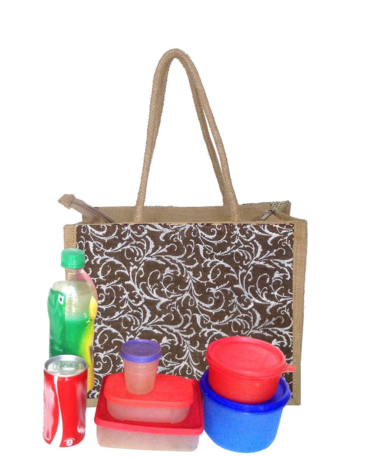 foonty daily use women jute lunch bags(combo of 2,multicolour,5008)