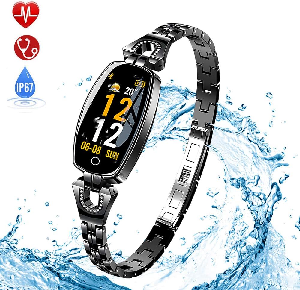 TONVER Fitness Trackers with Blood Pressure Monitor, Luxury Fashion Waterproof Smart Watch Strap Heart Rate Monitor Sleep Activity Bracelet Sport Jewellery Gifts for Women Men