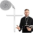 Kigeli 6 Pcs 3.5'' Pectoral clergy Cross with 32'' Chain and Clasp Alloy Christian Cross Pendant Necklace Jewelry Gifts for Men