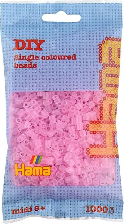Hama 207-72 Midi Bead Translucent Pink, Bead Craft Set