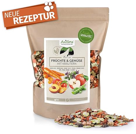 AniForte Barf Line Früchte und Gemüse mit Kräutern für Hunde 1kg - Naturprodukt, glutenfreie Gemüseflocken, natürliche Ergänz