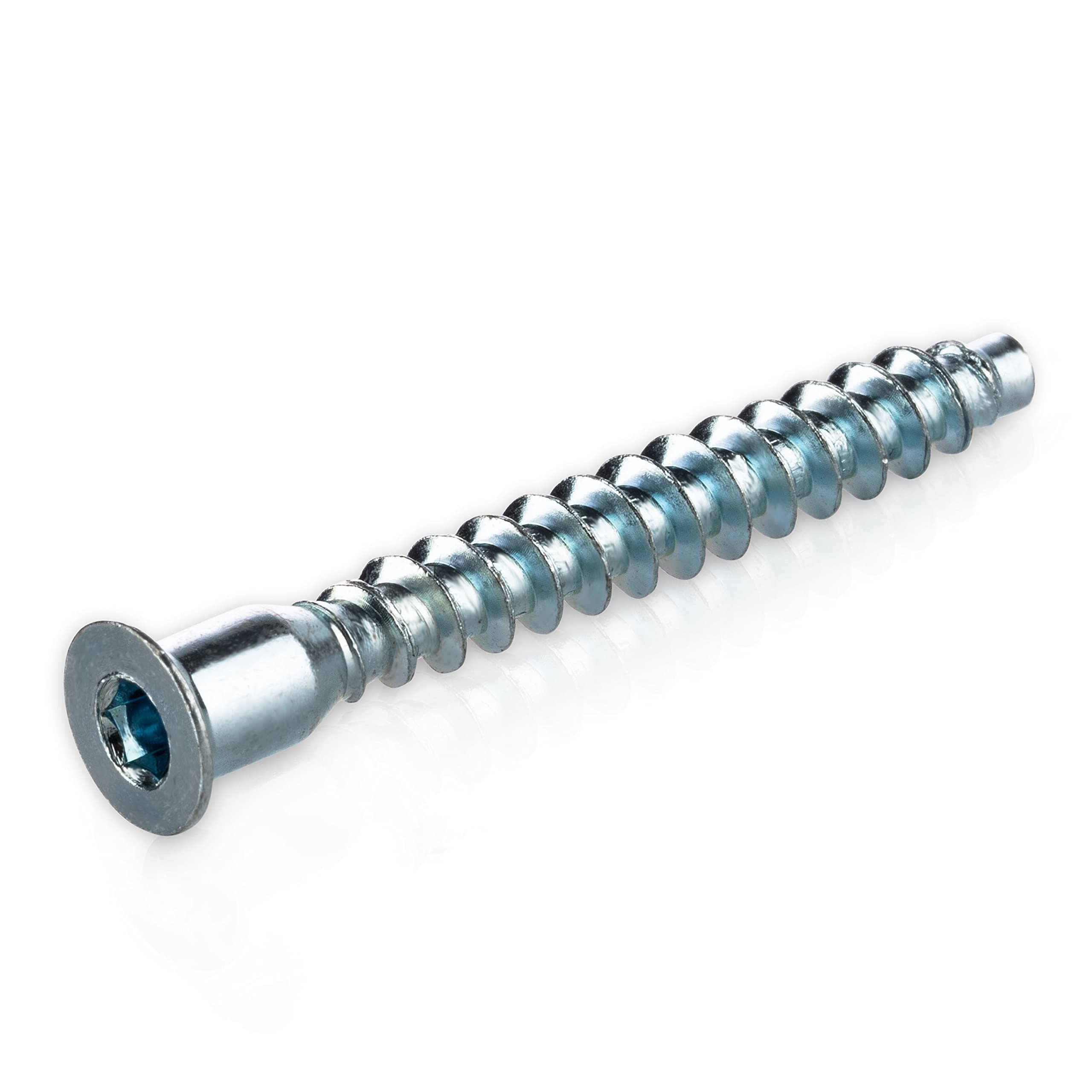LouMaxx Connecting Screw 5 x 50 mm | Set of 50 Cabinet Connector Screws Made of Galvanised Steel | Confirmat Hexagon Socket Furniture Screw with Countersunk Head for Stable Connection