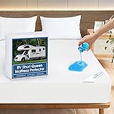 RV Short Queen Terry Mattress Protector Waterproof for 75''×60'' up to14'' Depth, Ultra Soft & Breathable Smooth Top Fitted M