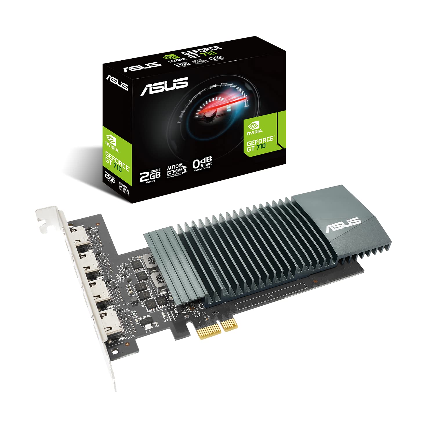 ASUS GT710-4H-SL-2GD5 GeForce GT 710 2GB GDRR5 with 4 x HDMI ports and single slot for silent multi-monitor productivity 90YV0E60-M0NA00