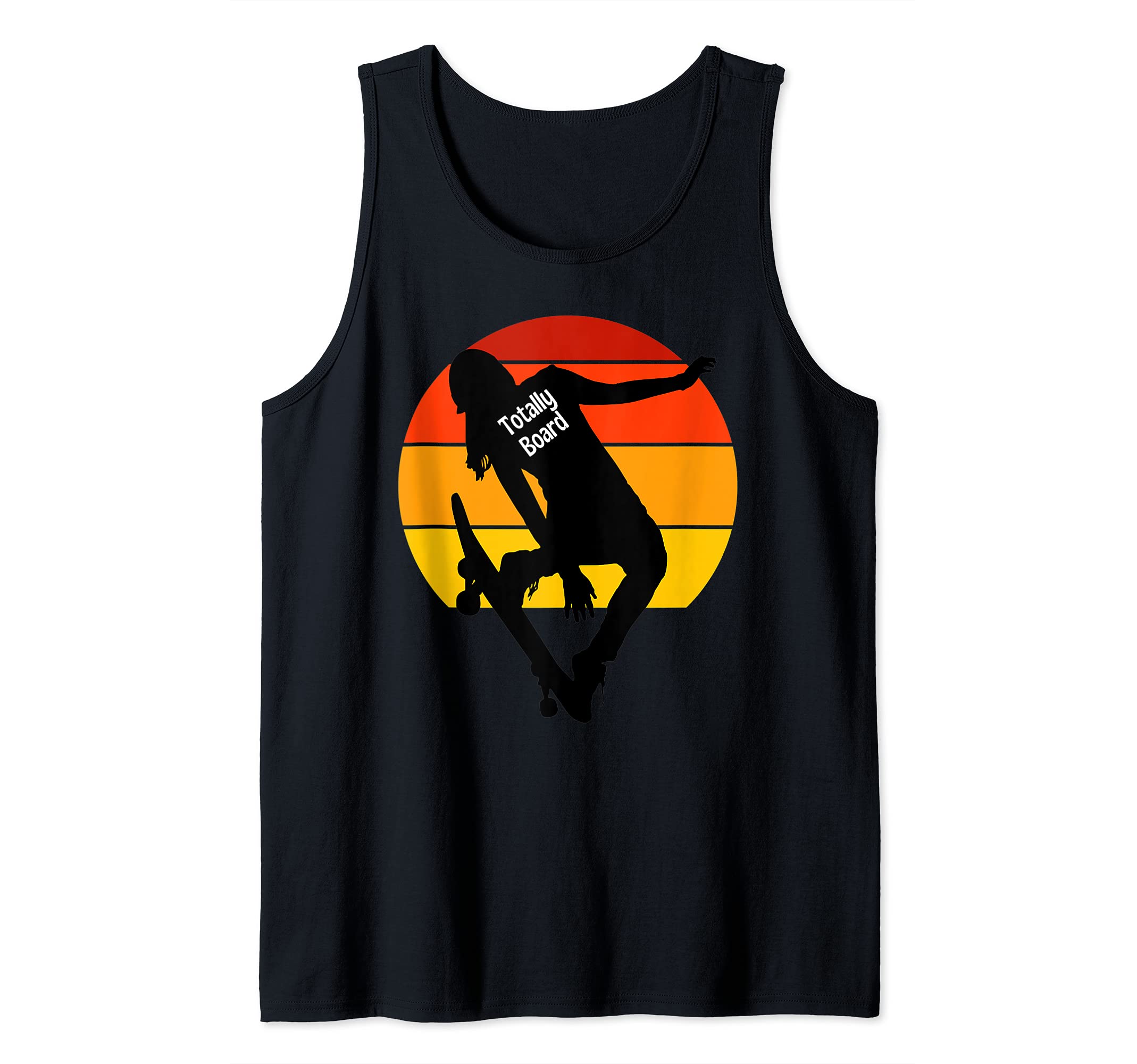 Skateboarding Silhouette Girl Longboard Pro Skateboard trick Tank Top