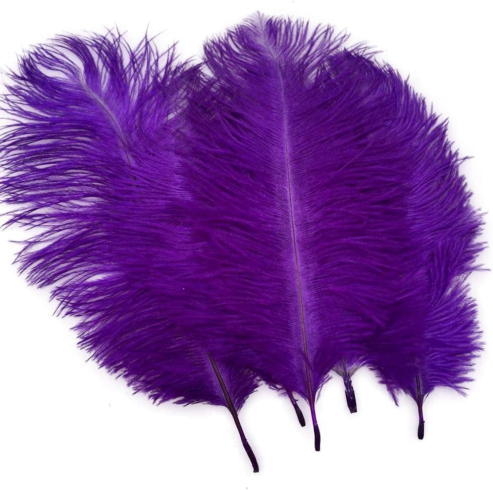 Sowder 20pcs Natural 10-12inch(25-30cm) Ostrich Feathers Plume for Wedding Centerpieces Home Decoration(Purple)