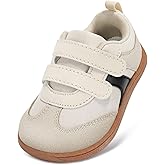 STQ KIDS Toddler Wide Toe Box Shoes Barefoot Boys Girls Sneakers Zero Drop Tennis Running Shoes Lightweight First Walking Shoe Outdoor Activities School Beige White Little Kid Size 11