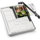 15 inch Guillotine Paper Cutter: Worklion Precision Paper Trimmer with Safety Lock,15 Sheet Capacity, Thickened Metal Based Cutting Board for Crafting Cardstock Photos Laminatedsheets in Class/Office