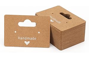 joycraft 100Pcs Earring Cards, 2x1.3 Inch Brown Earring Display Holder Cards, Blank Paper Tags with 2 Holes, Hanging Jewelry Display Tags for Selling, Retail, DIY Craft