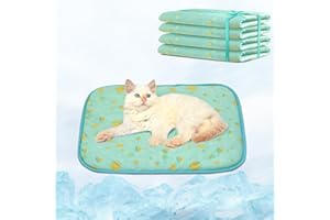 NWK 4pcs Dog Cooling Mat Ice Silk Cooling Mat for Dogs & Cats Portable & Washable Pet Blanket, Car Seats, Beds for Summer (Small (20'' x 16'' x 0.3''), Green Fruit)