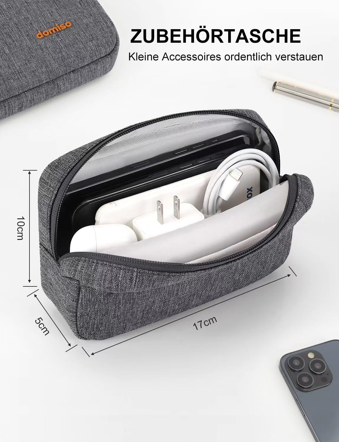 DOMISO 13 Zoll Laptoptasche Laptop Tasche Hülle Notebook Sleeve Case Bag Schutzhülle Kompatibel mit Mac Book Air 13 M4 M3 M2,MacBook Pro M2,ipad Air,Dell,Lenovo Laptophülle mit Zubehörtasche,Grey 8