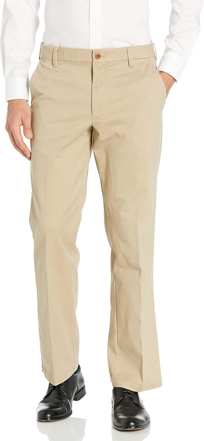 izod men's performance stretch straight fit flat front chino pant
