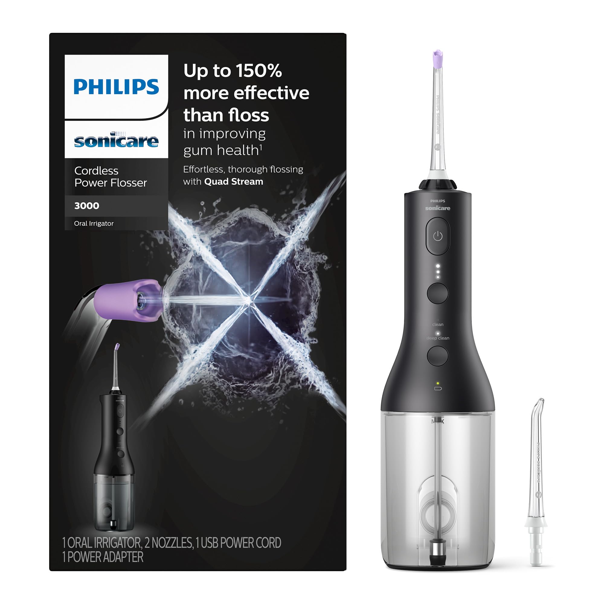 Philips Sonicare Cordless Power Flosser 3000 Water Flosser With Philips Sonicare Cordless Power Flosser 3000 Water Flosser With