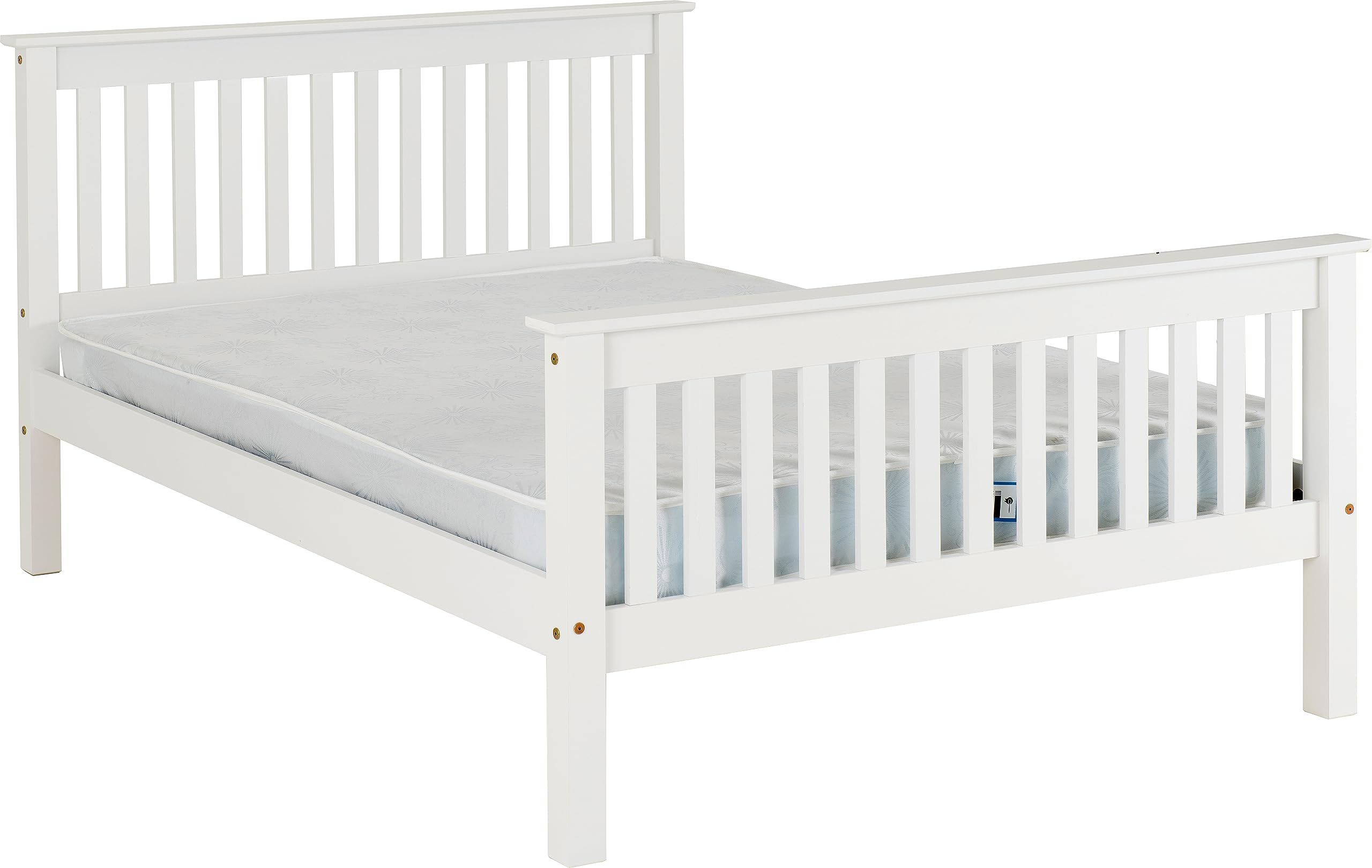 Seconique Monaco 4' Small Double High End Bed in White