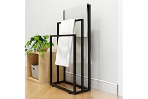 Freestanding Towel Rack,3 Tier Towel Drying Rack for Bathroom Standing Hand Towel Holder Black Towel Rack Stand with Storage 
