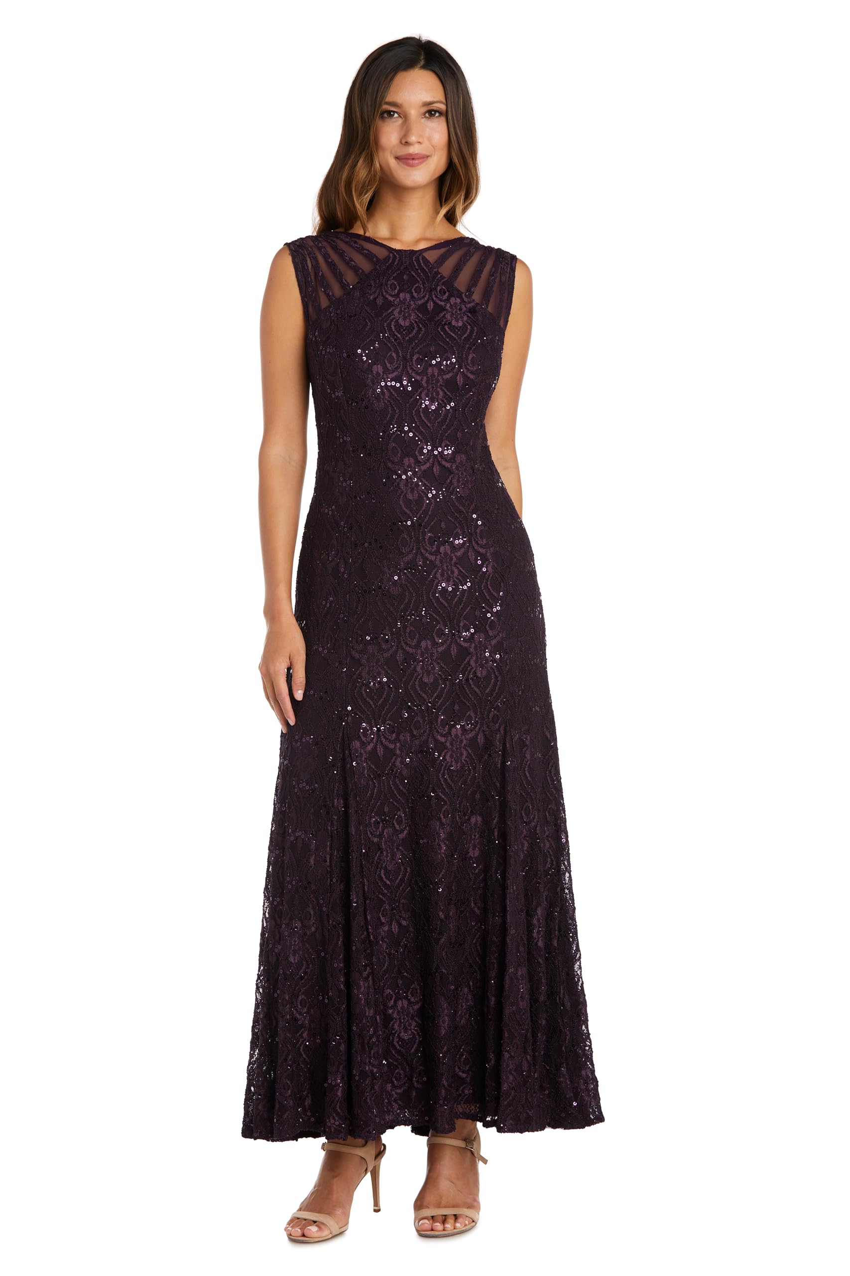 Photo 1 of R&M Richards Women's Petite Starlit Siren Sequin Gown, Plum