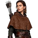 L'VOW Medieval Hooded Cape Renaissance Cowl Short Cape with Hood for Women Men Halloween Cosplay Costume