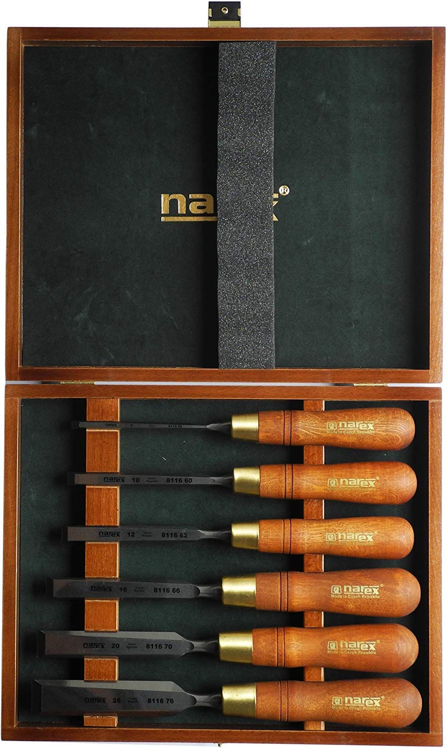 Narex Bevel Edge Chisels Premium Polished in Wooden Box – Set of 6 pcs