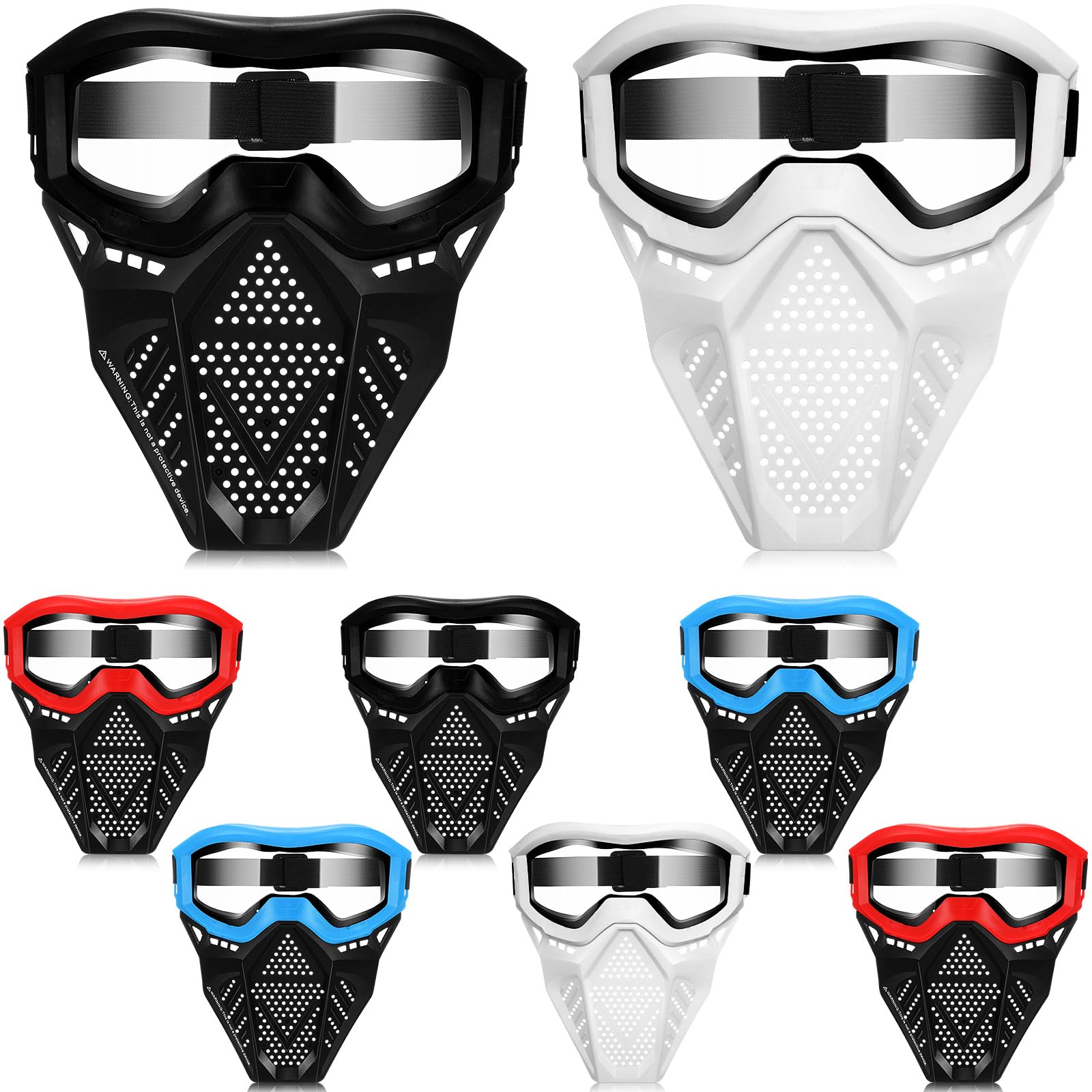 Photo 1 of RoundFunny 8 Pack Tactical Mask for Kids with Safety Goggles to Protect Eyes, Full Mask Eye Protection for Christmas Kids Gifts CS Airsoft Shooting Game Party(Light Color)