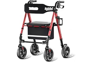RollisRoll Walkers for Seniors with Seat, Lightweight Foldable Rollator Walker, Built in Cable, Reinforced Aluminum Frame, 8"