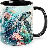 sagacitrix Sea Turtle Coffee Mug 11 OZ Cute Tea Cup Funny Coffee Cups for Women Microwave Safe
