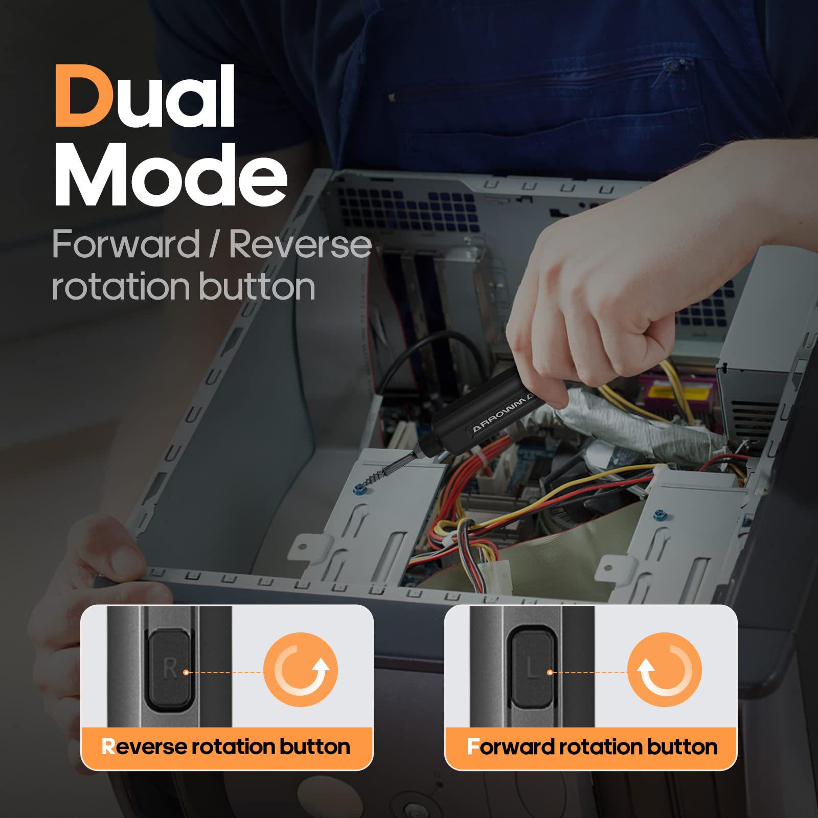 AM ARROWMAX Electric Screwdriver, Precision Screwdriver w/ 34 Magnetic Bits, 4 Torque Settings, Red Dot, IF Winning Design, Rechargeable Mini Cordless Screwdriver for Phone, Laptop, Camera (SES) Black