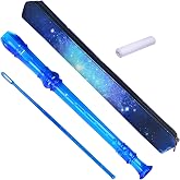 Auteey 8 Hole Soprano Recorder with Cleaning Rod and Bag, Professional German Style C Key Recorder for Kids Beginners Students (Crystal Blue)