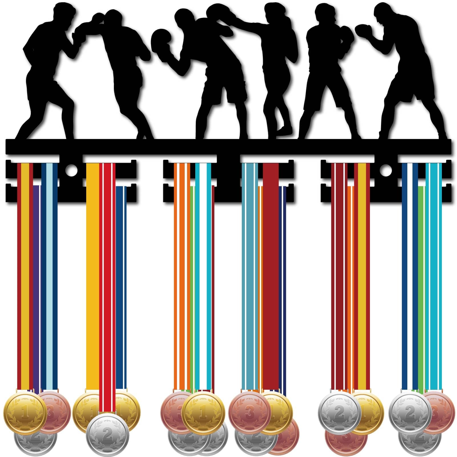 CREATCABIN Boxing Medal Hanger Display Medal Holder Stand Wall Mount Rack Acrylic Frame Hooks Hanging Awards Sports Medal Stand Organizer for Holding Up Over 40 Medals Player Badges 11.4x5.1Inch