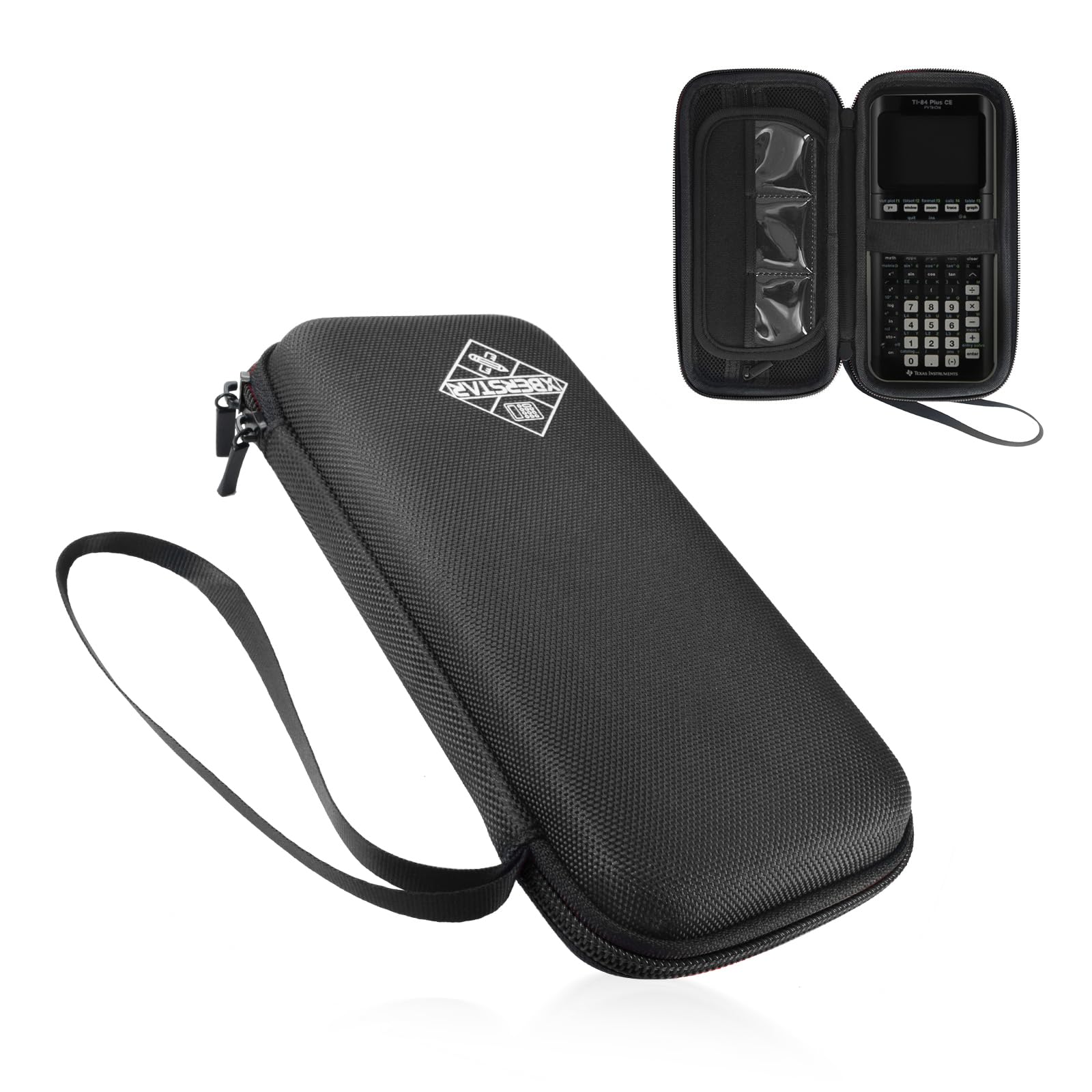 XBERSTAR ti-84 case-Case for Texas Instruments TI-84 TI-83 Plus CE Graphing Calculators and More - Hard EVA Travel Carrying Shockproof Storage Bag (Black Zipper)