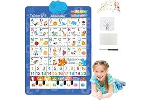 2026 New Talking Wall Chart for Kids, English & Spanish Bilingual Learning Poster with Sounds, Songs, ABCs, Numbers, Animal W