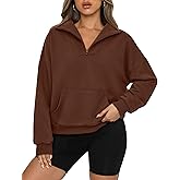 PRETTYGARDEN Womens Quarter Zip Long Sleeve Cropped Sweatshirt 2025 Fall Winter Casual V Neck Pullover Tops With Pockets