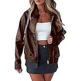 PRETTYGARDEN Women's Faux Leather Jackets 2025 Fall Long Sleeve Bomber Jacket Zip Up Motorcycle Coats Winter Clothes