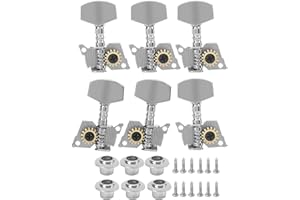 Aoutecen 6PCS Acoustic Guitar Tuning Pegs Silver Machine Head Tuners Guitar Tuning Pegs Keys Replacement for Ukulele(Two Left Four Right)