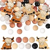 BENOSPACE 60Pcs Cow Beads Silicone Round Cartoon Animal Silicone Beads Loose Cow Printed Bead Colorful Flat Spacer Pendants for Jewelry Making DIY Necklaces Bracelet Keychain Lanyard Crafts Supplies
